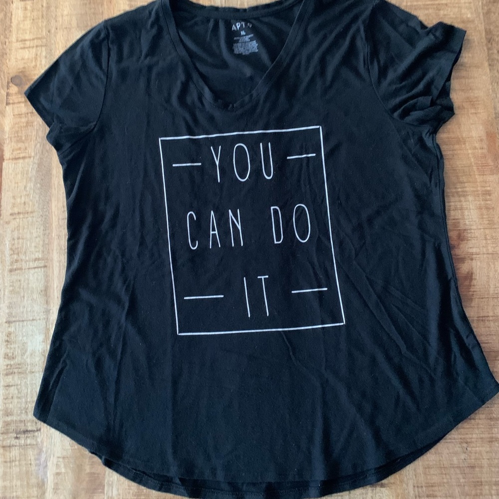 ⏰(3 for $15) Apt 9 Cap sleeve TShirt “You Can Do It” XL black